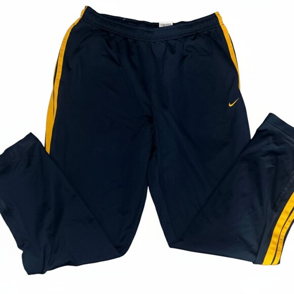 Vintage 1990s/Y2K Nike Men’s Blue and Yellow Track Pants with Ankle Zip - Picture 1 of 6